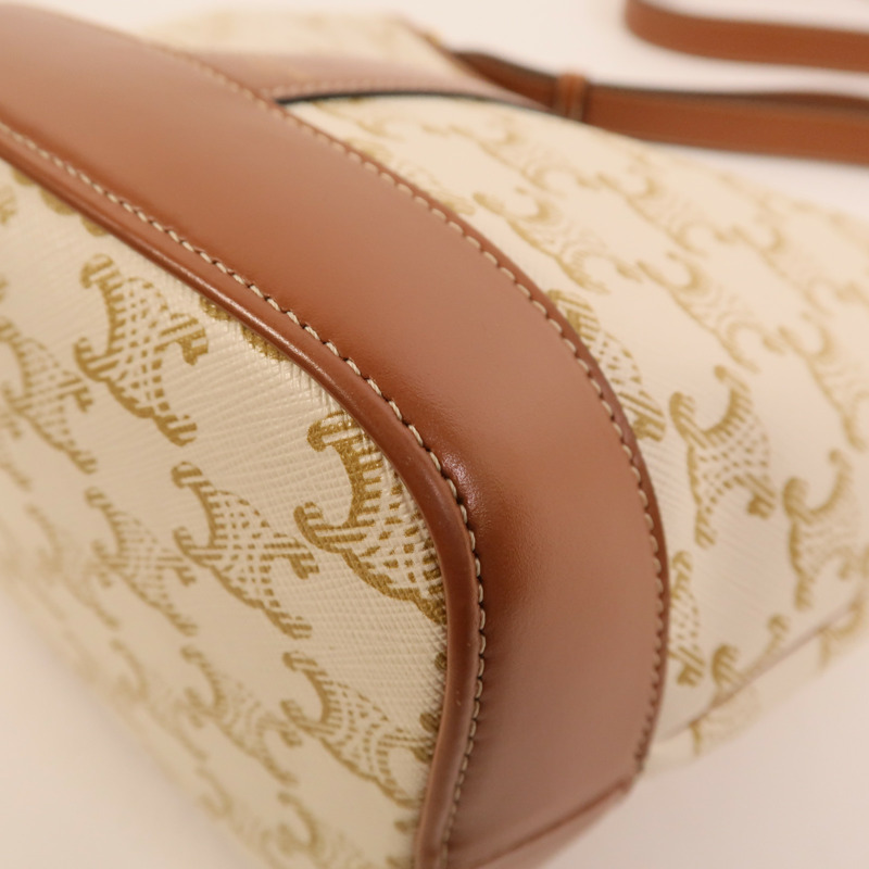 CELINE 塗層帆布Triomphe Bucket Bag Small肩背袋-10