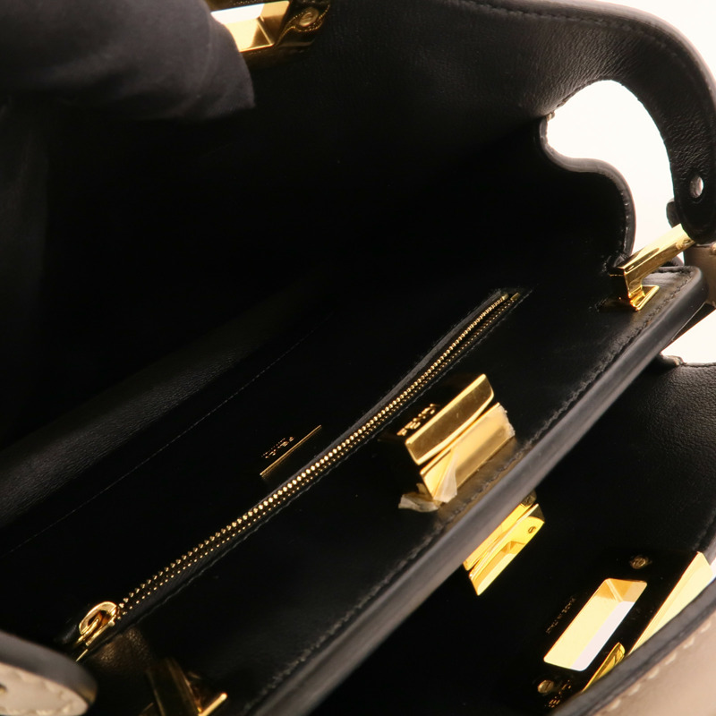 FENDI 牛皮皮革Peekaboo Small手挽肩背兩用袋-5