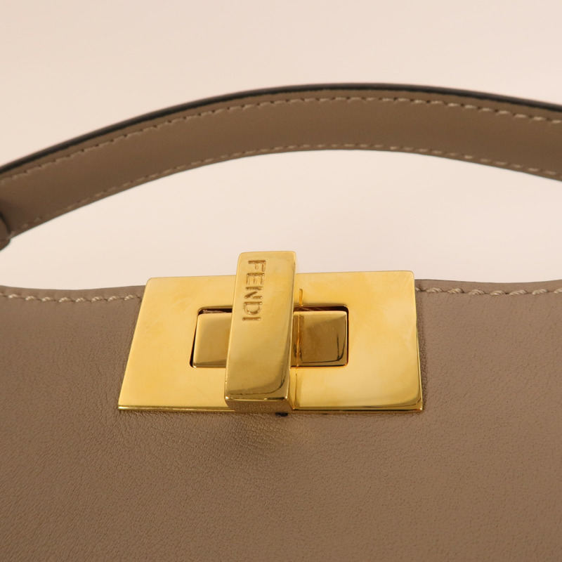 FENDI 牛皮皮革Peekaboo Small手挽肩背兩用袋-7