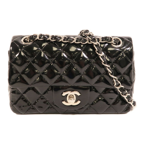 CHANEL 漆皮皮革Mini Classic 20鏈帶肩背袋