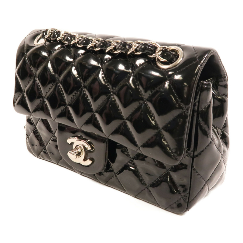 CHANEL 漆皮皮革Mini Classic 20鏈帶肩背袋-2