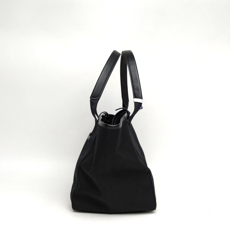BALENCIAGA 黑色帆布銀扣Biarritz托特包手提包中號肩背包-1