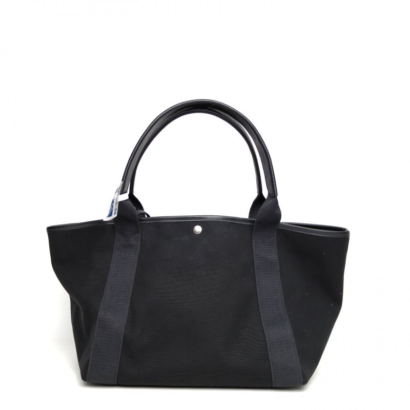 BALENCIAGA 黑色帆布銀扣Biarritz托特包手提包中號肩背包-2