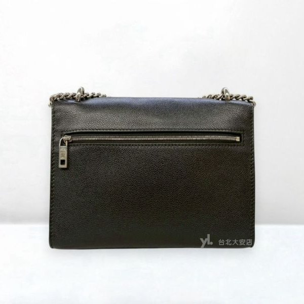A13205-LV Mylockme 黑色牛皮銀轉釦下蓋鏈包M51418-3