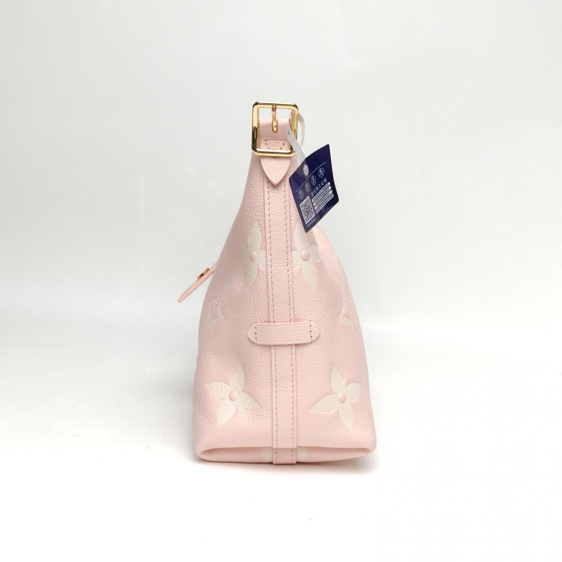LOUIS VUITTON CARRYALL小號29配子袋粉色牛皮金扣晶片肩背包-1