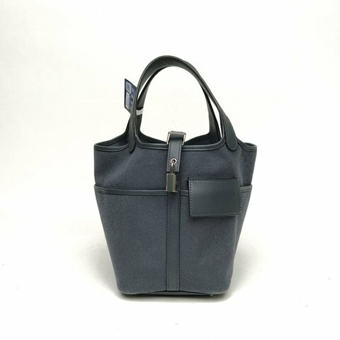 HERMES Picotin菜籃子Cargo朦朧灰W刻銀扣肩背包