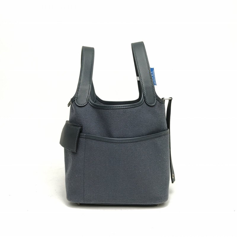 HERMES Picotin菜籃子Cargo朦朧灰W刻銀扣肩背包-1