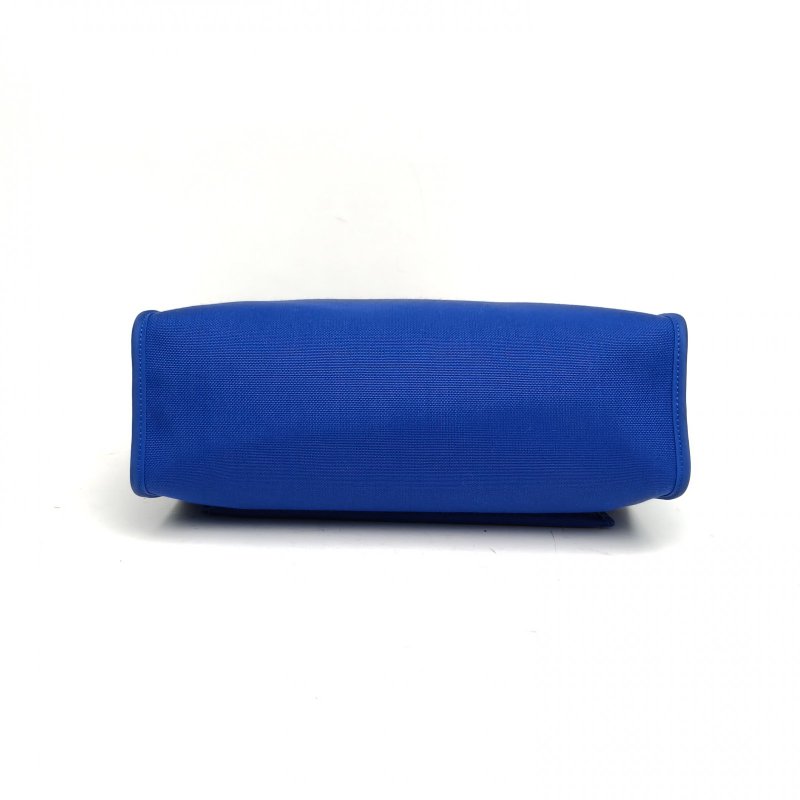 HERMES Herbag31電光藍拼午夜藍帆布/牛皮Y刻銀扣肩背包-4