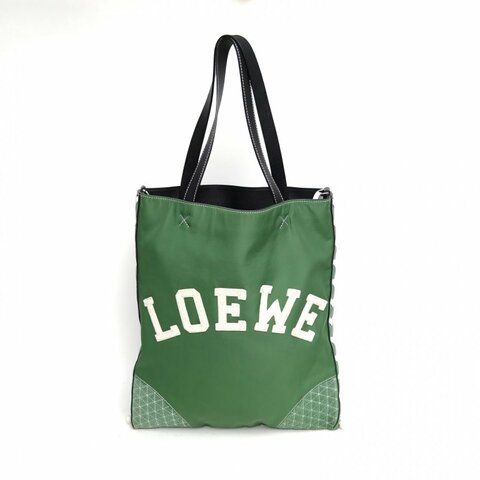 LOEWE 綠色麂皮尼龍秀場款限定手提托特包肩背包