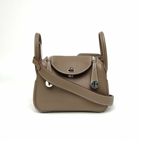 HERMES LindyMini18大象灰TC皮Z刻銀扣肩背包