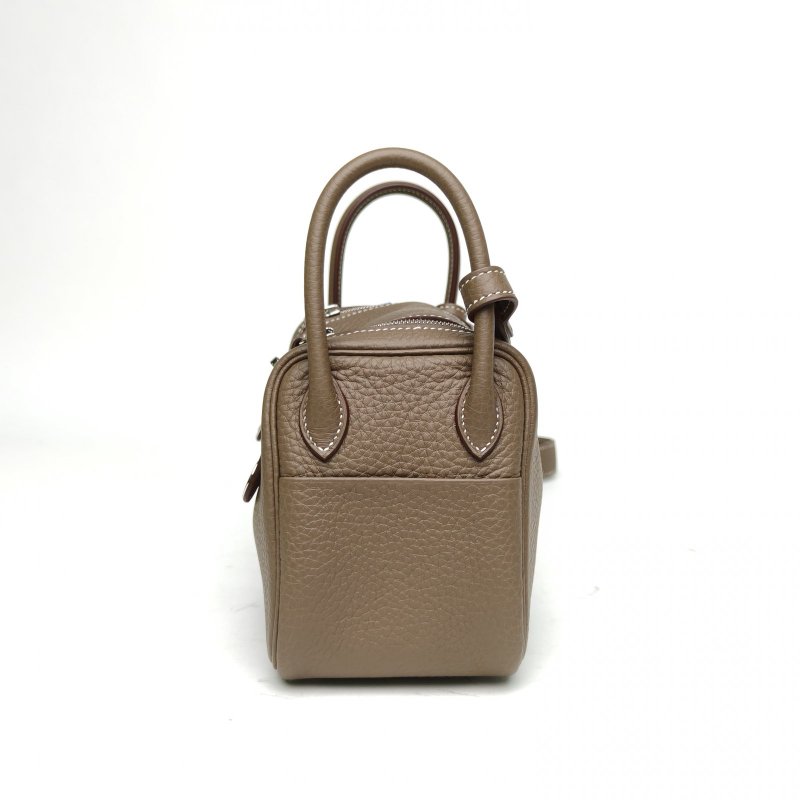 HERMES LindyMini18大象灰TC皮Z刻銀扣肩背包-1