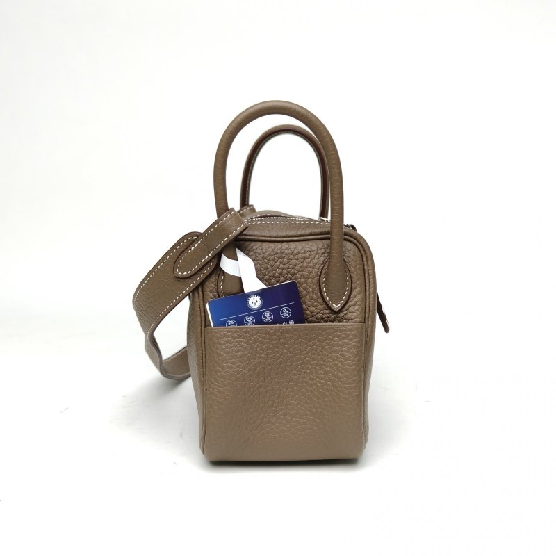 HERMES LindyMini18大象灰TC皮Z刻銀扣肩背包-3