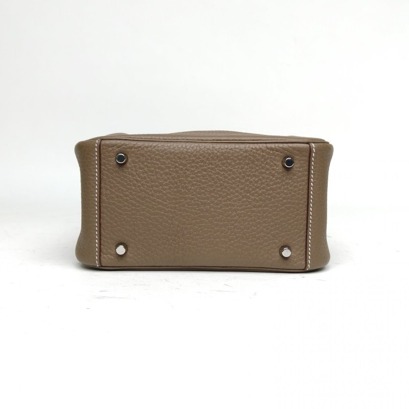 HERMES LindyMini18大象灰TC皮Z刻銀扣肩背包-4