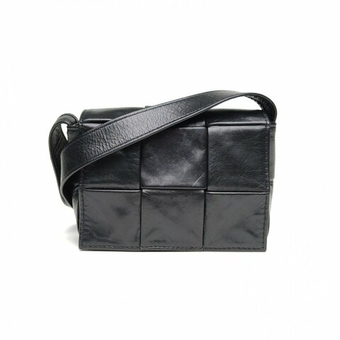 BOTTEGA VENETA CassetteMini12黑色牛皮肩背包