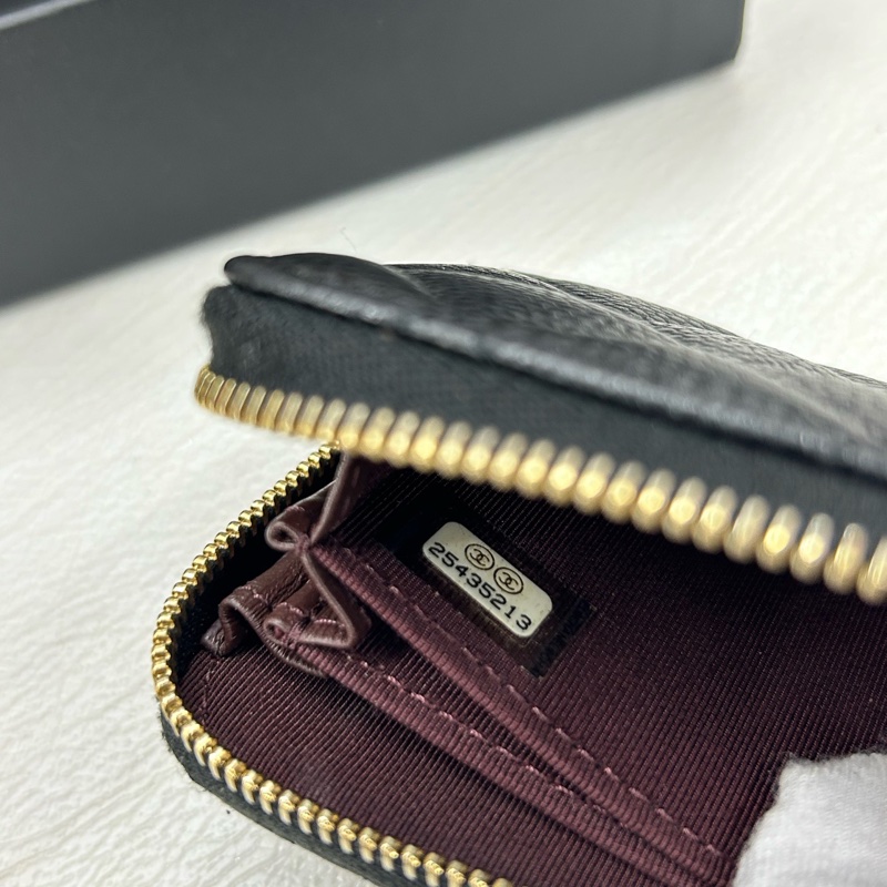 Chanel 黑金荔枝牛皮零錢包，鐳射25開有卡-5