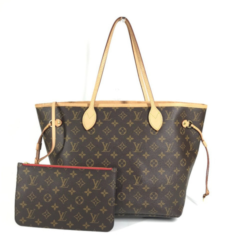 路易威登 M41177 Monogram Neverfull MM 手提包，肩背托特包，附小袋，帆布材質，男女通用，櫻桃棕色，近全新
