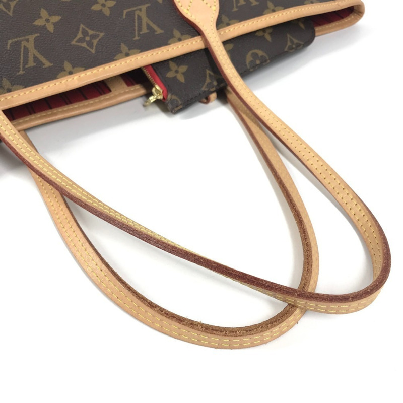 路易威登 M41177 Monogram Neverfull MM 手提包，肩背托特包，附小袋，帆布材質，男女通用，櫻桃棕色，近全新-7