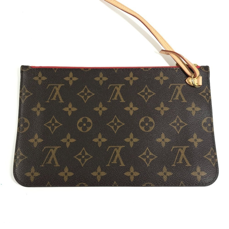 路易威登 M41177 Monogram Neverfull MM 手提包，肩背托特包，附小袋，帆布材質，男女通用，櫻桃棕色，近全新-9