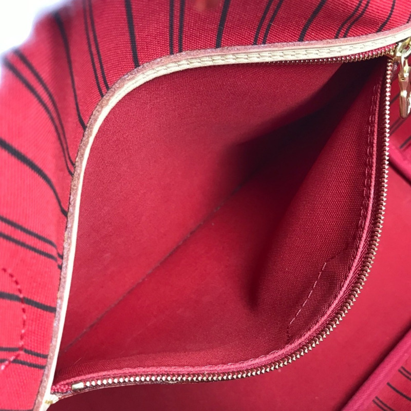 路易威登 M41177 Monogram Neverfull MM 手提包，肩背托特包，附小袋，帆布材質，男女通用，櫻桃棕色，近全新-13