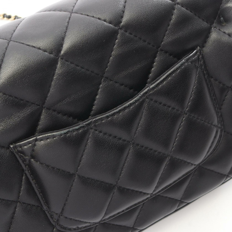 香奈兒 (CHANEL) 絎縫小號翻蓋鏈條肩背斜背包 AS1436 皮革 BK 二手-7