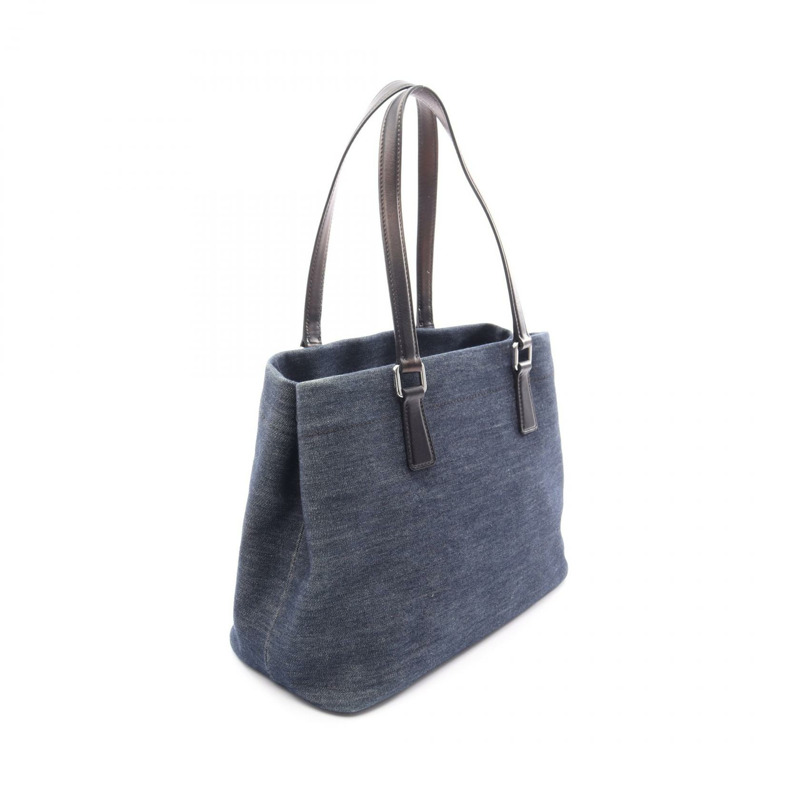 PRADA DENIM VITELLO 手提單肩包 1BG356 牛仔皮革 海軍藍 黑色 二手 女士-1