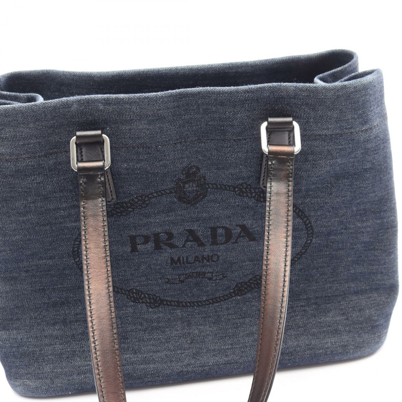 PRADA DENIM VITELLO 手提單肩包 1BG356 牛仔皮革 海軍藍 黑色 二手 女士-13