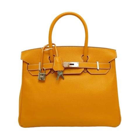 🔥HERMES 愛馬仕Birkin 30 太陽黃Epsom牛皮鉑金包手提包 金色五金框P刻 內縫 99新🆕正品保障❤️