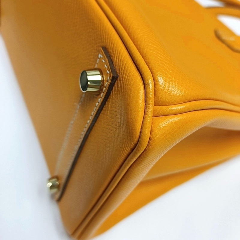 🔥HERMES 愛馬仕Birkin 30 太陽黃Epsom牛皮鉑金包手提包 金色五金框P刻 內縫 99新🆕正品保障❤️-5