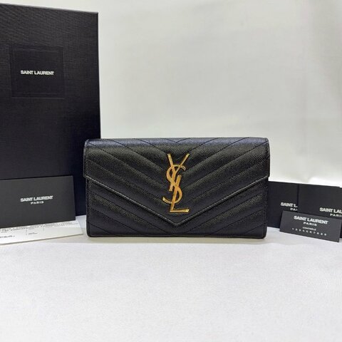 YSL 荔枝皮信封翻蓋長夾