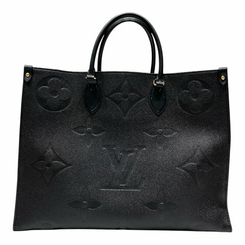 LOUIS VUITTON 路易威登 On The Go GM 托特包 壓紋牛皮 黑色 老花 金釦