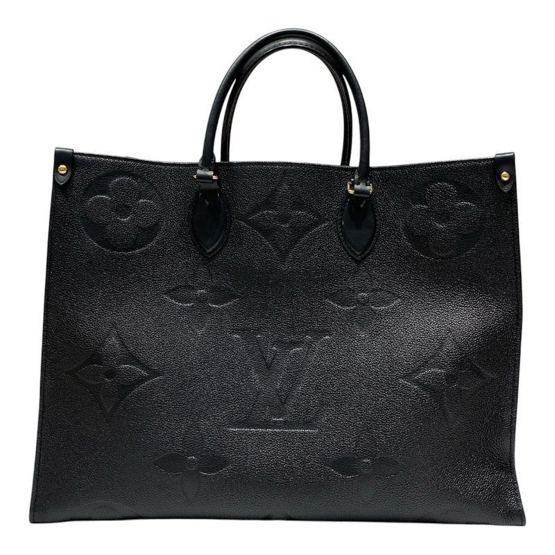 LOUIS VUITTON 路易威登 On The Go GM 托特包 壓紋牛皮 黑色 老花 金釦-0