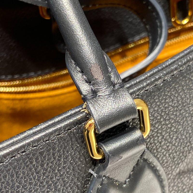 LOUIS VUITTON 路易威登 On The Go GM 托特包 壓紋牛皮 黑色 老花 金釦-16