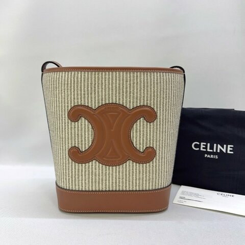 CELINE Triomphe帆布小牛皮水桶包