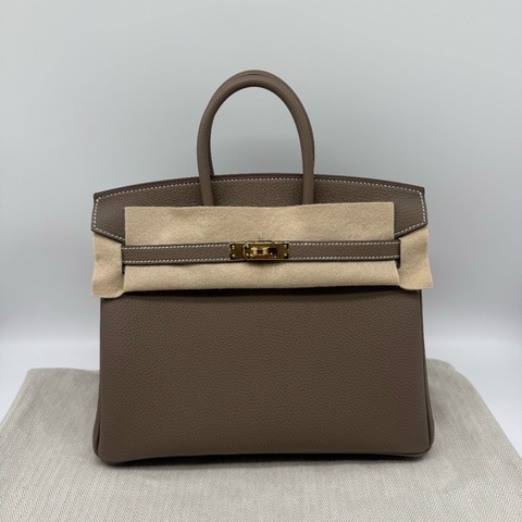 🔥全🆕全套 Hermes愛馬仕birkin25大象灰金扣 togo 皮 w刻 ❤️正品保障