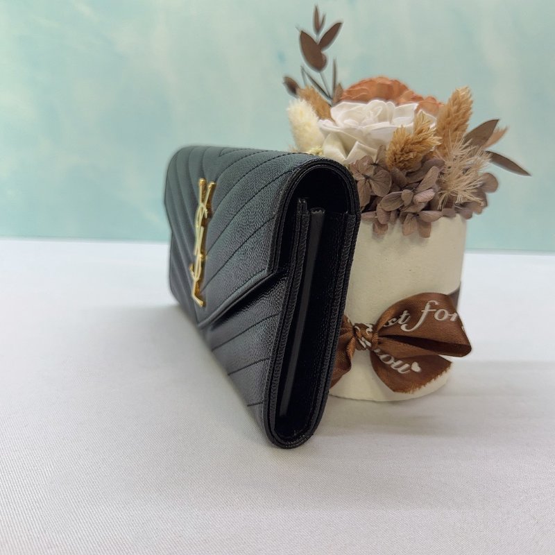 YSL 荔枝皮信封式翻蓋長夾-2