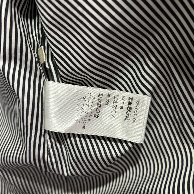【CELINE】經典藍白細條紋 拼色領口長袖襯衫-4