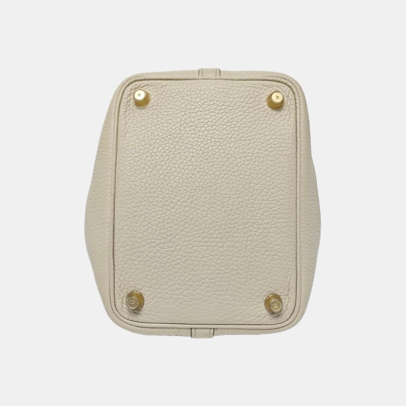 🆕愛馬仕HERMES Picotin Lock 18 奶昔白Clemence牛皮菜籃子手提包 金色五金 U刻 99新✨正品保障❤️-4