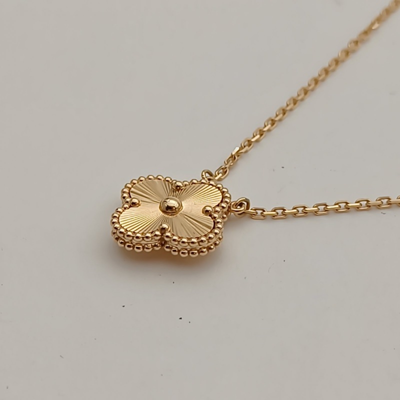 VAN CLEEF&ARPELS VintageAlhambra中號單花項鏈鐳射18K黃金-2