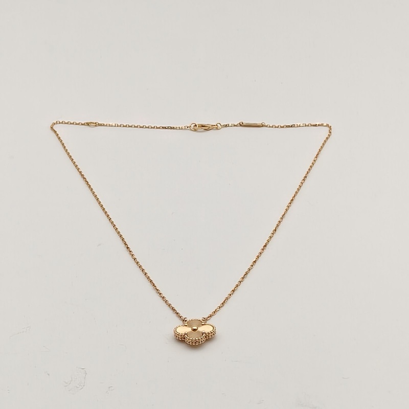 VAN CLEEF&ARPELS VintageAlhambra中號單花項鏈鐳射18K黃金-4