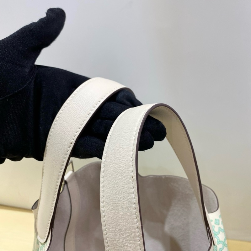 🔥全新🆕限量款Hermes愛馬仕菜籃子 18Luckydaisy 銀扣手提包 ❤️正品-6