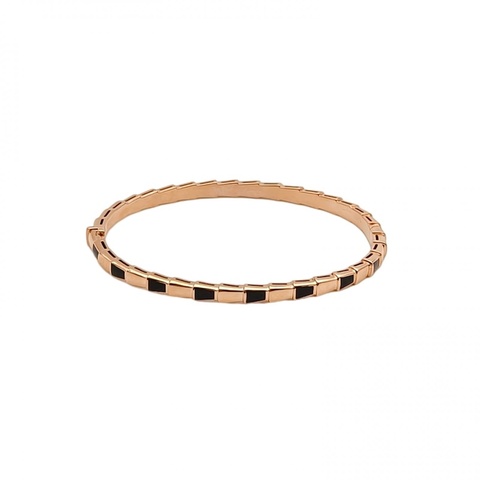 BVLGARI 18K玫瑰金鑽石serpentiviper系列鑲嵌窄版蛇骨手鐲M