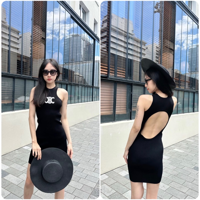 CELINE✨無袖挖背針織洋裝連衣裙 #M-0
