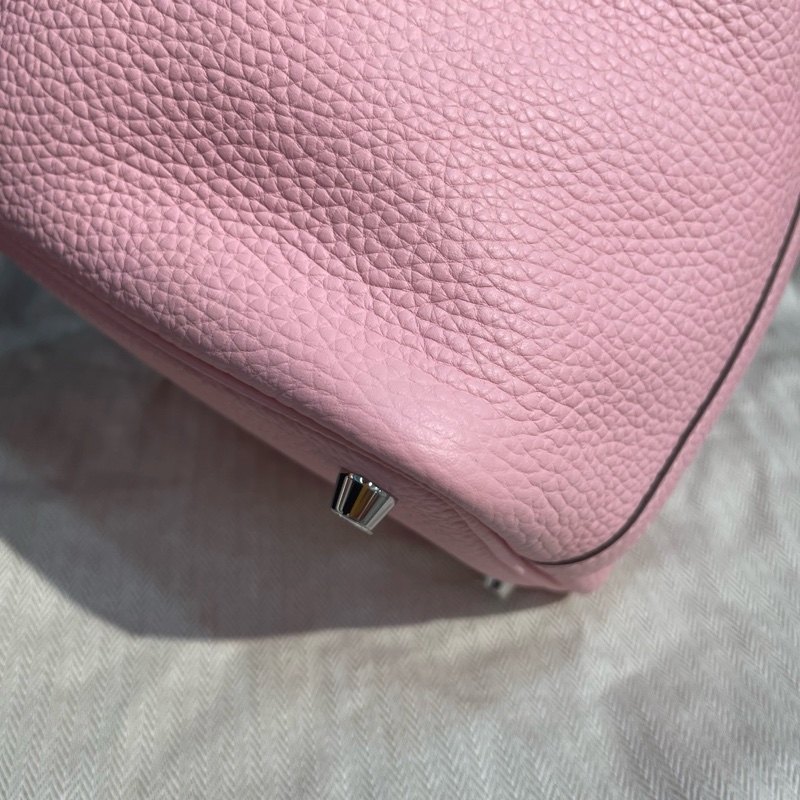 🆕HERMES 愛馬仕Picotin Lock 18 櫻花粉Clemence牛皮菜籃子手提包 銀色五金 W刻 成色接近全新✨正品保障❤️-8