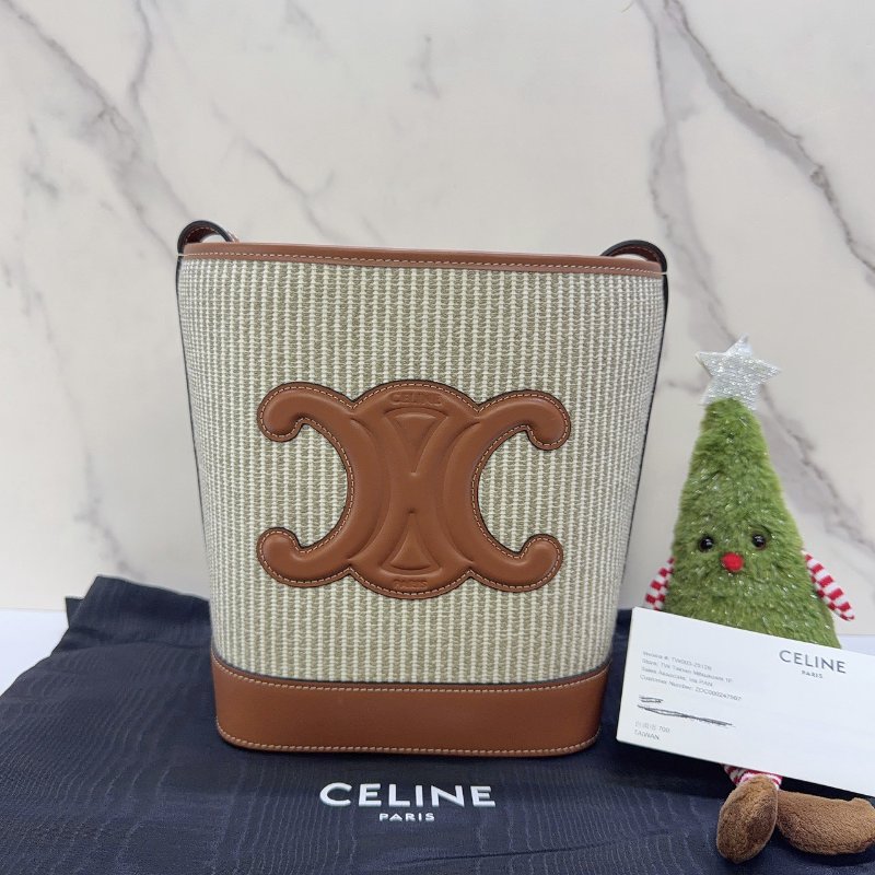 CELINE Small Bucket Cuir Triomphe帆布小牛皮水桶包-0