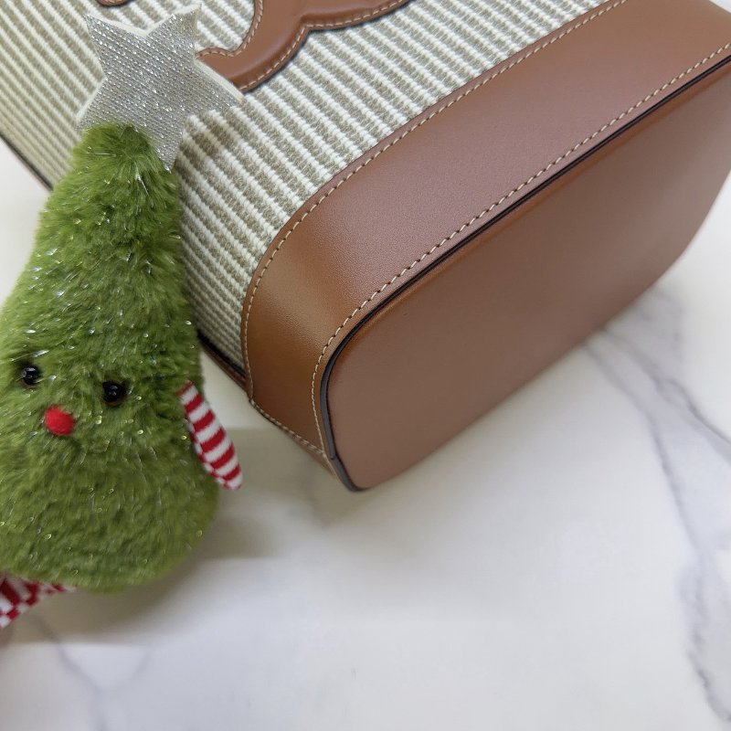 CELINE Small Bucket Cuir Triomphe帆布小牛皮水桶包-7