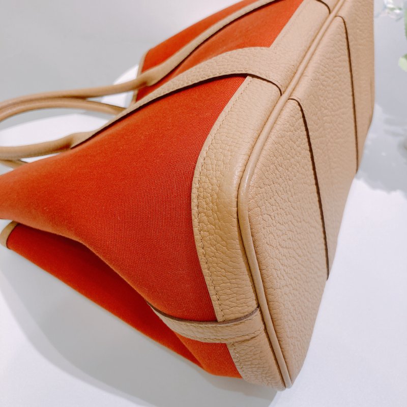 TW4840 Hermes 愛馬仕 花園包 太妃糖帆布拼餅乾色真皮 Garden Party 30 Canvas Cuivre/Biscuit-7