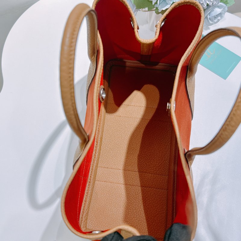 TW4840 Hermes 愛馬仕 花園包 太妃糖帆布拼餅乾色真皮 Garden Party 30 Canvas Cuivre/Biscuit-10
