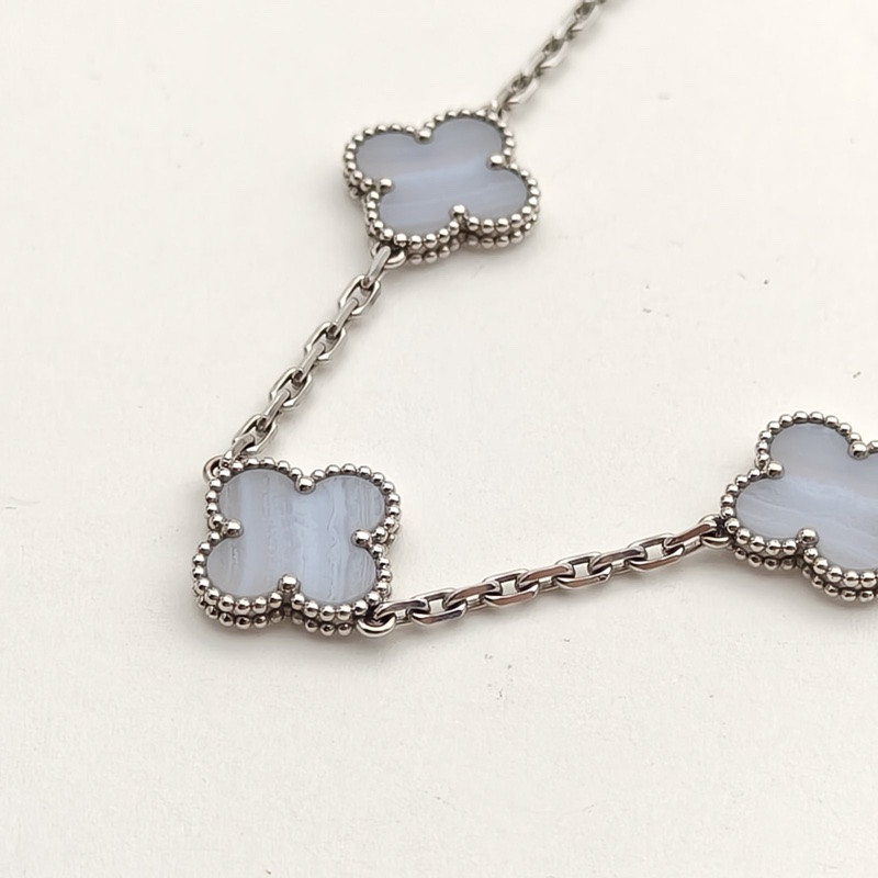 VAN CLEEF&ARPELS VintageAlhambra中號五花手鏈新扣18K白金/紫玉髓S-M碼-2