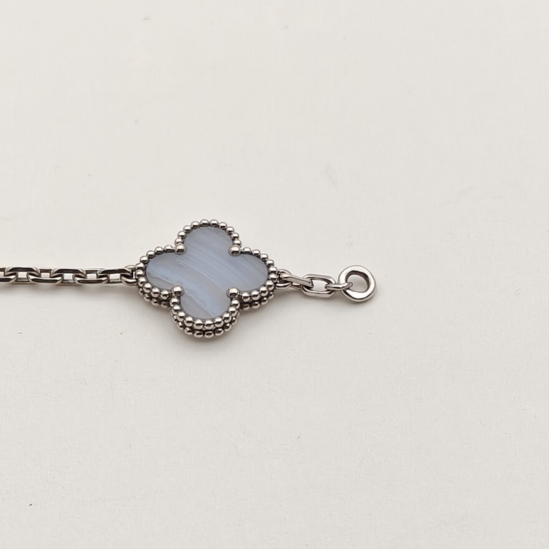 VAN CLEEF&ARPELS VintageAlhambra中號五花手鏈新扣18K白金/紫玉髓S-M碼-3