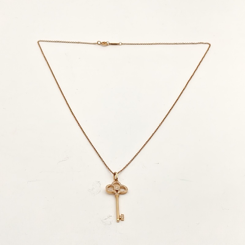 TIFFANY&CO TiffanyKeys皇冠鑰匙項鏈中號半鑽18K玫瑰金/鑽石-4